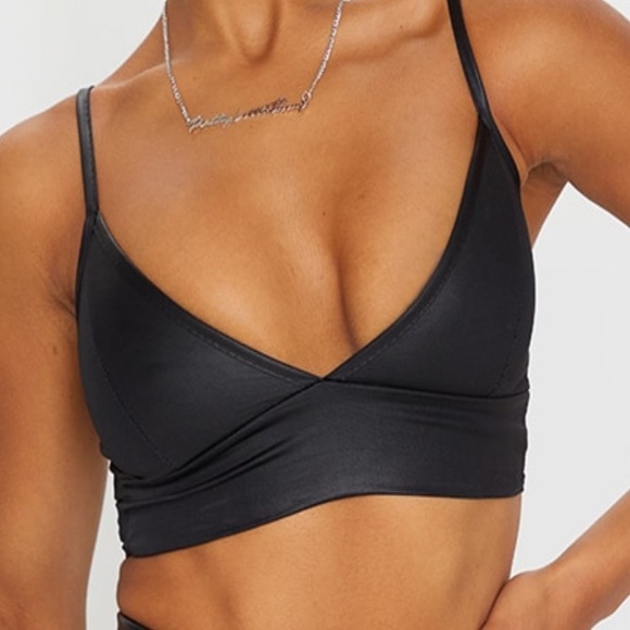 Black sexy wet look fabric bralette in small - Picture 1 of 8